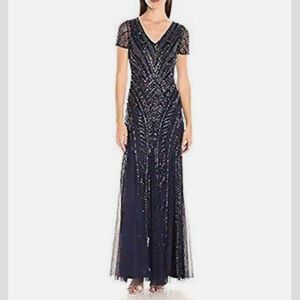 Adrianna Papell Beaded V-Neck Gown